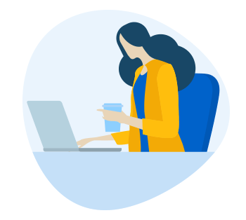 illustration of woman working on a computer
